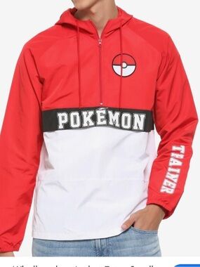 Red & White Pokemon Windbreaker Jacket size XS